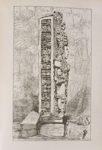 Representation of Mayan Hieroglyphics on a Stele, from 