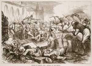 Rescue of Cheyte Sing: Attack on the Sepoys, Illustration from Cassell