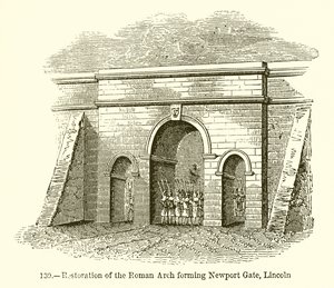 Restoration of the Roman Arch Forming Newport Gate, Lincoln by English School
