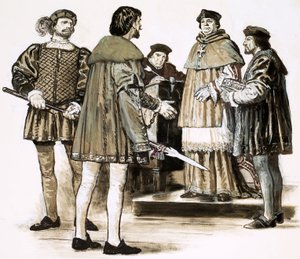 Richard Hunne questioned by the Bishop of London Richard Fitzjames by English School