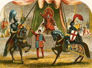 Richard II stopping the combat between the Dukes of Norfolk and Hereford by English School