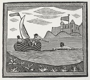 Robinson and Xury Escaping from the Moors by English School