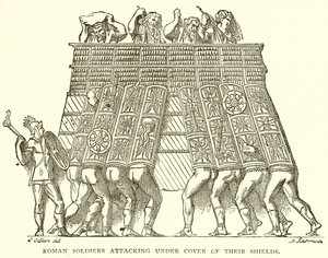 Roman Soldiers attacking under cover of their Shields by English School