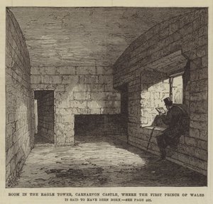 Room in the Eagle Tower, Carnarvon Castle, where the First Prince of Wales is said to have been born by English School