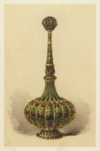 Rosewater Bottle, or Sprinkler, in Silver Gilt, and Enamelled by English School