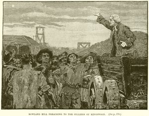 Rowland Hill preaching to the Colliers of Kingswood by English School