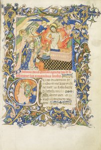 Crowned Figure Supported by Grey Bearded Saint Kneeling Before an Image of Pity, from the Psalter of Humphrey Duke of Gloucester