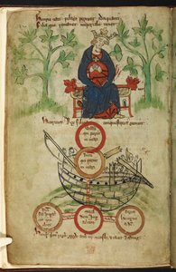 King Henry I on his throne, mourning, illustration from the 