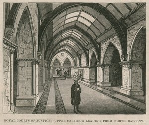 Royal Courts of Justice: Upper Corridor Leading from the North Balcony by English School