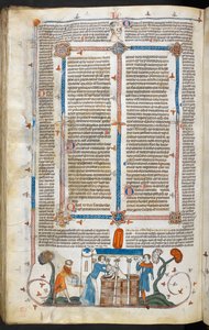 Bathing a Plague Victim and Marginal Decoration, illustration from 