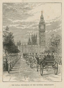 Royal procession on the Victoria Embankment by English School