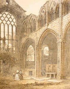 Ruins of Holyrood Abbey and the Entrance to the Royal Vault, from The Scots Worthies by John Howie, Second Edition Published in 1879