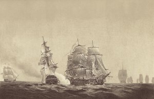 Russian Ship Vsevolod Striking Her Colours to HMS Implacable, Attached to the Swedish Navy and Commanded by Captain Thomas Byam Martin, in the Baltic, 26 August 1808 by English School