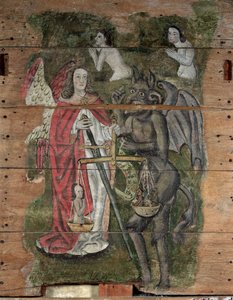 Saint Michael and the Devil, from the Wenhaston Doom, c.1500-20