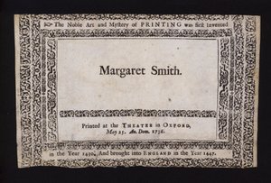 Sample of printing done at the Sheldonian Theatre, Oxford, on 25 May 1736 by English School