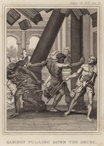 Samson Pulling Down the House by English School