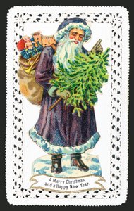 Santa Claus with Toy Sack and Tree by English School