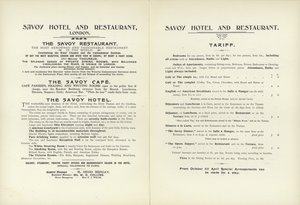 Savoy Hotel tariff, 1900 by English School