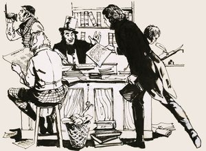 Scene from a newspaper editor