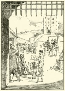 Scene in a Castle Courtyard by English School
