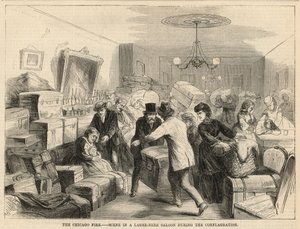 Scene in a Lager-Beer Saloon During the Conflagration by English School