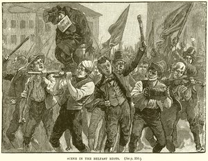 Scene in the Belfast Riots by English School
