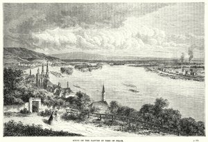 Scene on the Danube in time of peace by English School