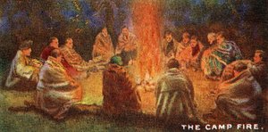 Scouts round a Camp Fire