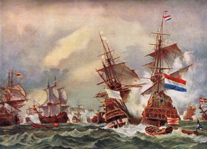 Sea Battle of the Anglo-Dutch Wars, c.1700