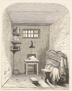 Separate cell in the old part of the Prison at Brixton, illustration from The Criminal Prisons of London and Scenes from Prison Life by Henry Mayhew and John Binny, pub. 1862 by English School