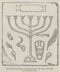 Seven-Branched Candlestick in the Jewish Catacombs, Rome by English School