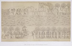 Siege of a city on the bank of a river (plate 42) from Nineveh and its Remains by Austen Henry Layard published 1849 by English School