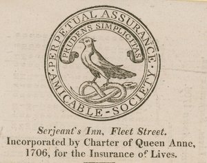 Sign of the Amicable Society Perpetual Assurance by English School