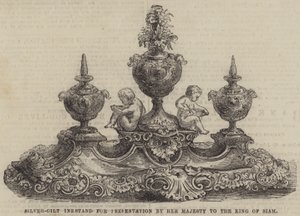Silver-Gilt Inkstand for Presentation by Her Majesty to the King of Siam by English School