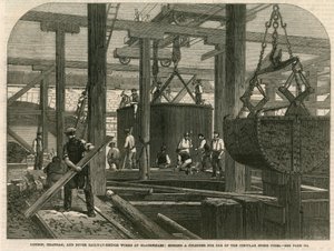 Sinking a cylinder for one of the stone piers by English School