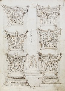 Six Capitals, a Lesene and Two Column Bases, Folio 1, The Master of the Oxford Album, c.1512-17 by English School