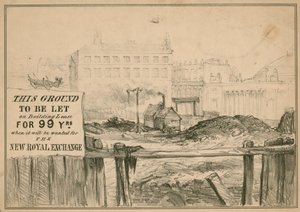 Sketch of Grounds of the Royal Exchange, London, Following the Fire by English School