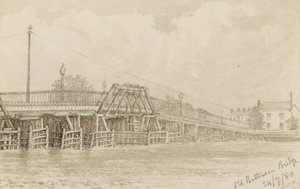 Sketch of Old Battersea Bridge by English School