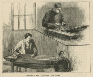Sketches at the Royal Mint, Tower Hill; Ringing and Examining the Coins by English School