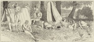 Sketches from a steam launch at Henley Regatta by English School