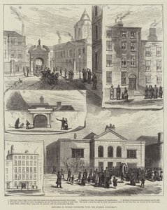 Sketches in Dublin connected with the Murder Conspiracy (engraving) by English School