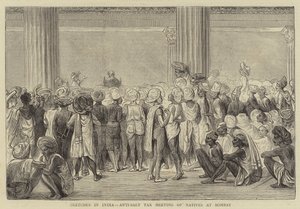 Sketches in India, Anti-Salt Tax Meeting of Natives at Bombay by English School
