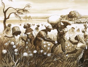 Slaves picking cotton by English School