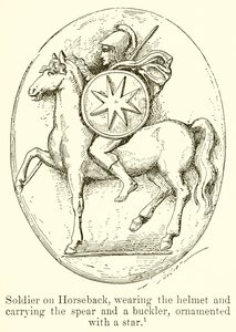 Soldier on Horseback, Wearing the Helmet and Carrying the Spear and Buckler, Ornamented with a Star by English School