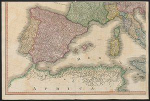 Spain and Portugal, from Europe, describing all the changes of Territory, together with their deviations in the boundary lines of its several Empires and States agreed to and confirmed by the definitive treaty of Paris, 20th Nov. 1815, published 1816 by English School