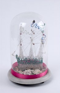 Spun-Glass Ship Under a Glass Dome, c.1820