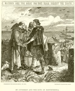 St. Cuthbert and the King of Northumbria by English School