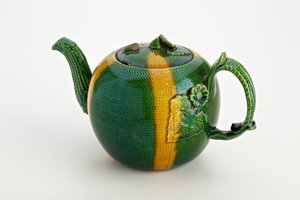 Staffordshire teapot with crabstock handle and spout, 1750