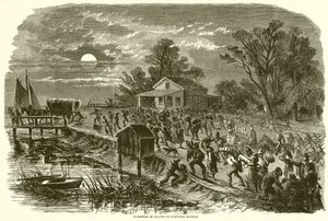 Stampede of Slaves to Fortress Monroe by English School