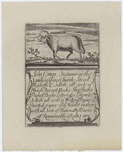 John Comyn Stationer, trade card by English School